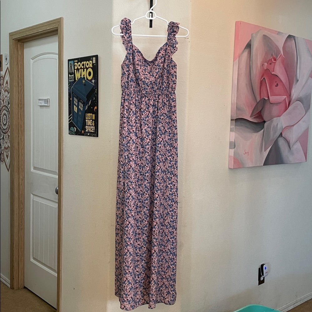 Floral Maxi Dress in Pink and Blue